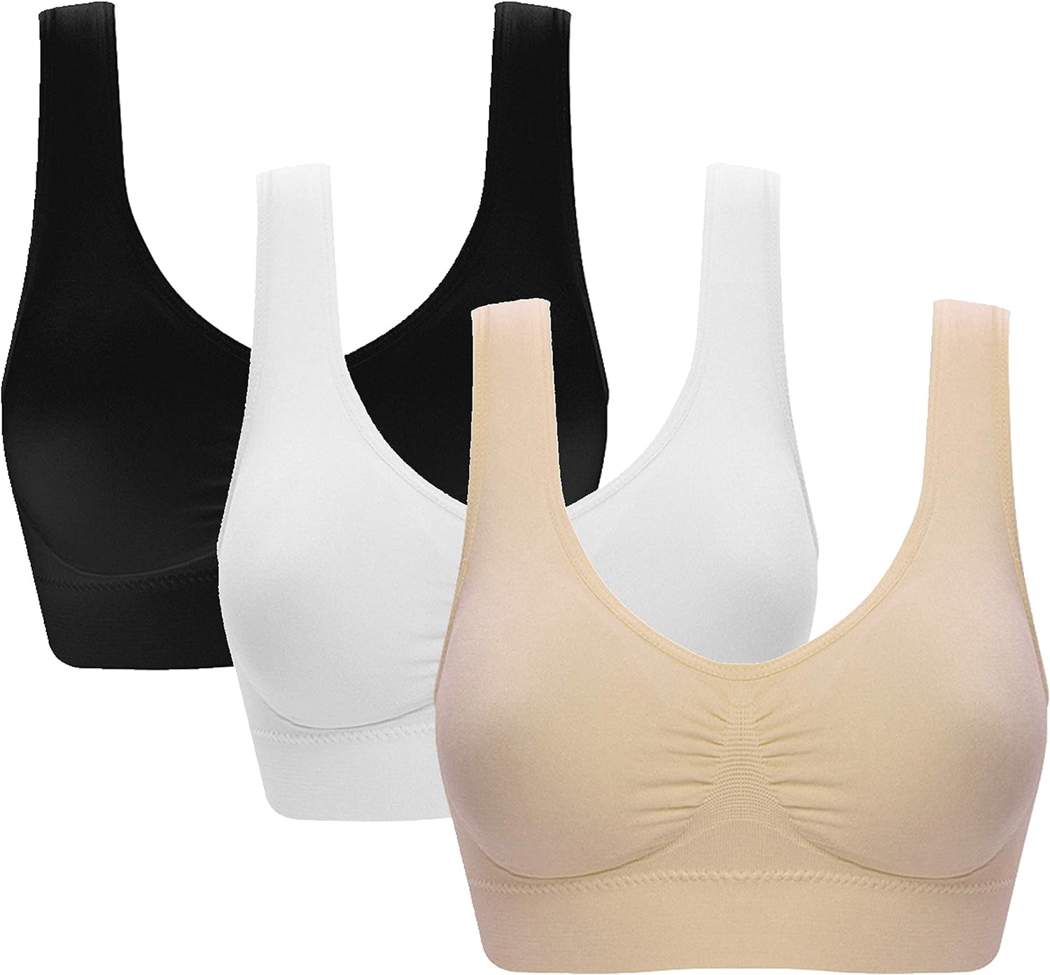 Fruit of the Loom Girls Seamless Bra with Removable Pads, 3-Pack
