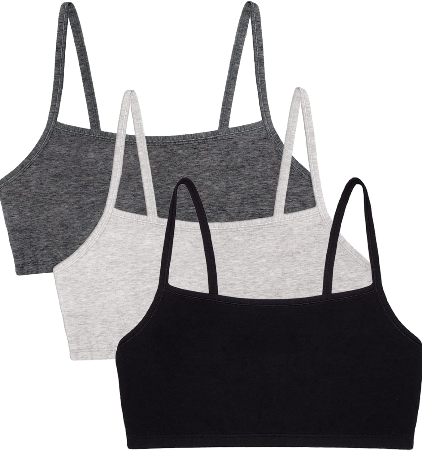Fruit of The Loom Women's Spaghetti Strap Cotton Pull Over 3 Pack Sports Bra  in Fashion Colors at  Women's Clothing storesettings - ClickEdge